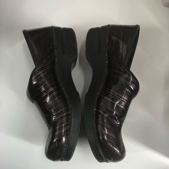 DANSKO Professional Clog Black Patent Multicolor Maroon Stripe Slip On 41 10.5 - Picture 4 of 10